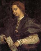 Andrea del Sarto Portrait of girl holding the book oil painting on canvas